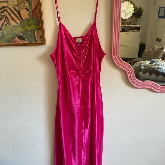 a new day Fuchsia Satin Chemise - Picture 1 of 3